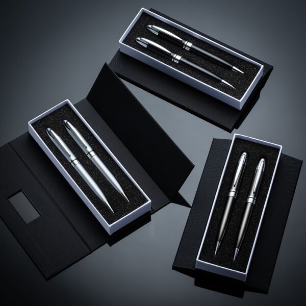 Conjunto Canetas Executivas de Metal - Ref: ER180PAR-BCO - Imagem 2